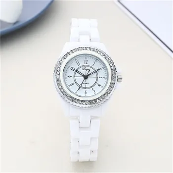 Femei cuarț ceas ceramice diamant alb impermeabil doamnelor ceasuri Femei Ceas Elegant