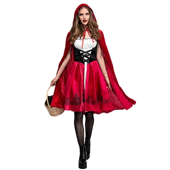 Femei De Moda De Halloween Costum Little Red Riding Mantie Cu Glugă Doamna Cosplay Broderie Costume Rochie Mantie Tinuta Pentru Fete Plus Si