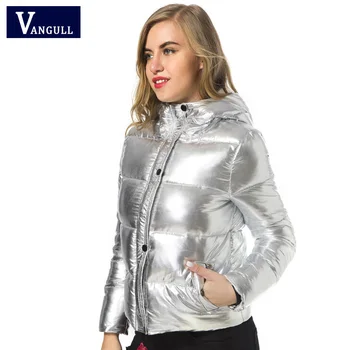 Femei jachete de iarnă Scurtă warm strat de Argint metalic de culoare pâine stil 2017 doamnelor hanorac winterjas dames abrigos mujer invierno