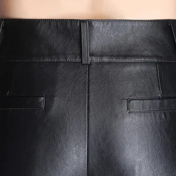 Femei PU piele pantaloni de moda 2017 toamna și iarna talie înaltă nouă pantaloni femei pantaloni largi picior de culoare negru plus dimensiune M-4XL