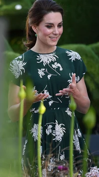 Femei Rochie Kate Middleton, Printesa Florale crizanteme-Line Imprimare set