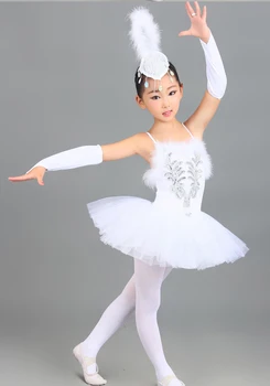 Fete Alb Lacul Lebedelor Balet Costum Profesional Tutu Paillette Decor Imbracaminte Copii Pană Performanță Clasic Rochie