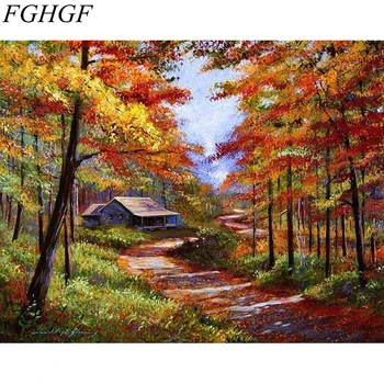 FGHGF Nici un Cadru Balon cu Aer BRICOLAJ, Pictura pe Numere Peisaj Colorat Pictura De Numere Truse de Pictura Acrilic