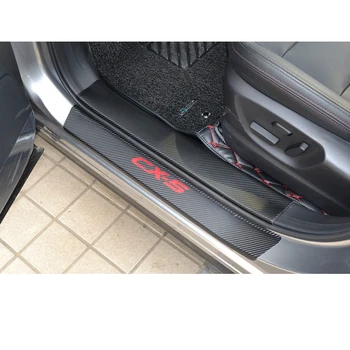 Fibra de Carbon Pragului de Ușă Scuff Placa Pedala de bun venit Pragul Proteja Autocolante Pentru Mazda CX-5 CX5 8pcs Styling Auto