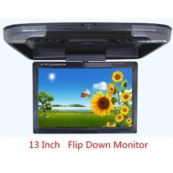 Fierbinte de vânzare de 13 inch monitor auto de culoare neagra DC 12V 2-modul de intrări video flip jos monitor TFT LCD ecran digital SH1308