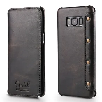 FKISSME Nit Caz de Telefon pentru Samsung Galaxy S8 Plus Real din Piele de Caz pentru Samsung S8 Lux Ultra Slim Wallet Flip Cover