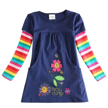 Floare Nouă Fete Dress Rochii De Printesa Pentru Fete Cu Maneca Lunga Bumbac Lungime Genunchi Copii Rochii Pentru Copii Haine Pentru Copii Imbracaminte
