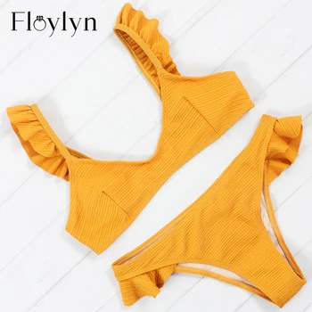 Floylyn Femei Sexy Pereche De Bikini Set Costum De Baie 2018 Nou Push-Up Plaja Halter Bandaj De Costume De Baie Costum De Baie Maillot De Bain Femme