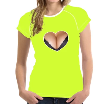 FORUDESIGNS Nou Design Sexy 3D Fals Piept de Tricou pentru Femei Harajuku Sutien Gol Tipărite de sex Feminin Tricou Amuzant Bluze T-shirt
