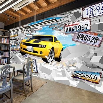 Foto personalizat Murală Tapet de Perete Mare Pictura 3D Personalizate de Înmatriculare Auto Rupt gazete de Perete Home Decor Camera de zi