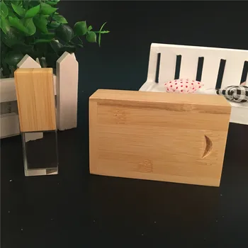 Fotografie de nunta Personalizate LOGO-ul de Lemn de Cristal + cutie de Lemn USB Versiunea 2.0 memorie flashs stick pen drive