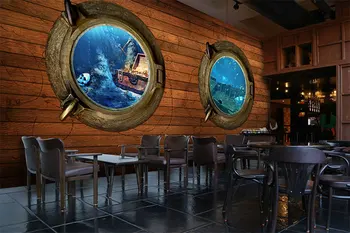 Fotografie tapet 3D stereo pirat lume submarin tapet restaurant tapet copii, tapet camera murală