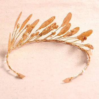 Frunze de aur bentita Caciulita de Nunta Handmade Mireasa Par de Viță de vie de Păr Accesorii de nunta coroane, diademe de aur