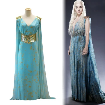 Game of Thrones Daenerys Targaryen Cospaly Rochie Cântec de Gheață și Foc Mama de Dragoni Costume de Halloween pentru Femei