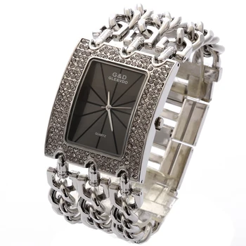 G&D Femei Cuarț Ceas de Argint din Oțel Inoxidabil Femei Ceas Stras Top Brand de Lux Analog Reloj Mujer Cadouri Saat