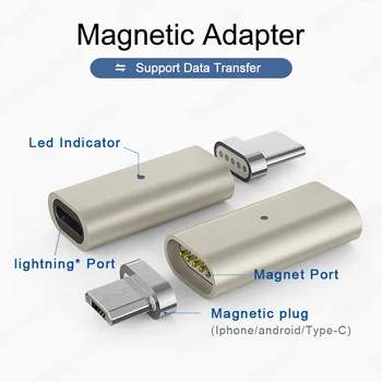 GARAS Pentru Fulger De Tip C/Micro Adaptor Magnetic Pentru iPhone/Android 3intr-1 Cablu de Date Convertor Adaptor LightningTo Micro USB