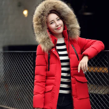 Geaca de iarna Femei 2017 Noua Moda Longfur HoodParkas Pentru Femei Jachete de Iarnă CC300