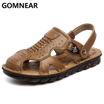 GOMNEAR Vânzare Fierbinte de Vara Barbati Piele Sandale Non Sip de Agrement Plaja Calitate Lumină Rece de Mers pe jos de pe Litoral Pantofi marimea 38-44