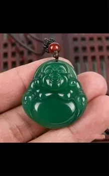 Green Jade Buddha Pandantiv Colier Frânghie De Bijuterii Cadou Piatră Prețioasă Naturale En-Gros