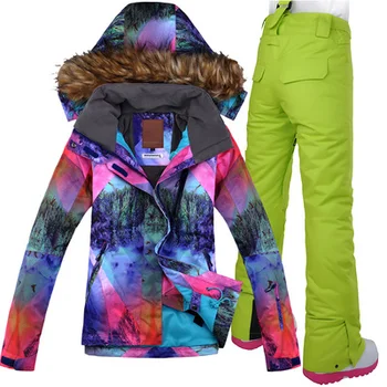 GSOU ZĂPADĂ Femei Costum de Schi Sacou Vânt Impermeabil Pantaloni Super Cald, Respirabil Schi Jacheta Snowboard Pantaloni Sport în aer liber