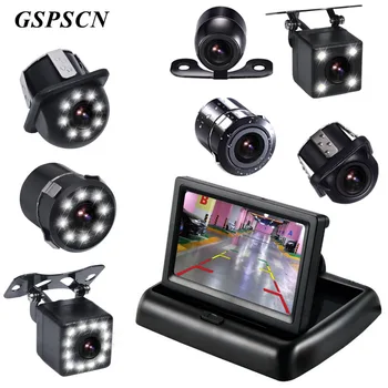 GSPSCN Noapte Vison retrovizoare Camera de Rezervă Mașină Automată de Asistență de Parcare Cu 4.3 inch LCD Color Video Auto Pliabil Monitor Kit