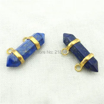 H-SP135 Lapis Lazuli Piatră Dublu Reziliat Punct Pandantiv cu Aur Sau Argint prin Galvanizare Tăiate