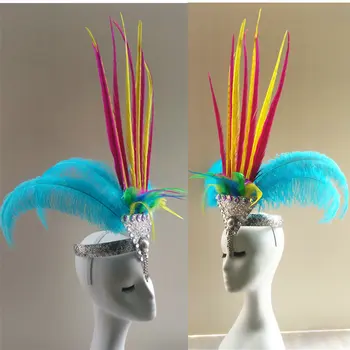 Halloween cosplay model de moda Victoria samba stadiu de dans personalizate lucrate manual din pene de strut headpieces