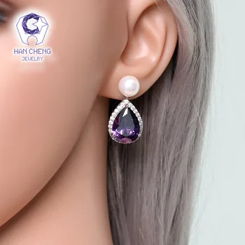 HanCheng Noua Moda de Lux Legăna Atârnat Bijuterie de Piatra AAA Zircon CZ Apa Perla Picătură Cercei Pentru Femei Bijuterii brincos bijoux