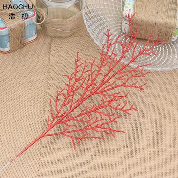 HAOCHU 5pcs Coral Roșu Ramuri de Plante Flori Artificiale Bradul de Crăciun Picătură Ornament Acasă Sala de Nunta Petrecere