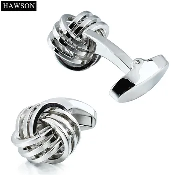 HAWSON Metal Butoni pentru barbati Tricou poftă de mâncare Nunta Knot Cuff link-uri cu Cutie de Cadou