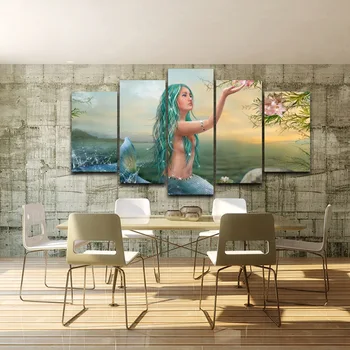 HD Tipărite Home Decor Artistic Imprimare Pictura pe Panza Încadrată de arta de perete poze Ulei Spray Pictura Decor Sirena AE0318
