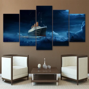 HD Tipărite Modular Poza 5 Panoul Titanic Iceberg Film Arta de Perete Cadru Poster Pânză Tablou Pentru sufragerie Decor Acasă