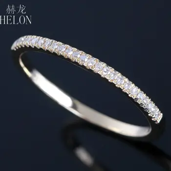 HELON Diamante Trupa Pentru Femei Bijuterii Inel Solid 10K Aur Galben Deschide Naturale de Logodna cu Diamant de Nunta Fin Inel de Setare
