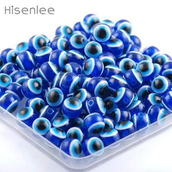 Hisenlee 300 Buc/ Sac Albastru 10mm Noua moda circulară deochi Margele Spațiul DIY Brățară / bijuterii Margele
