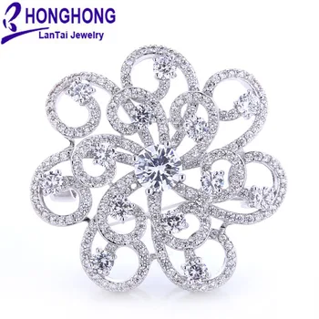 HONGHONG Cubic zirconia Floare Broșe Ace Pentru Femei de Înaltă Calitate Rochie de Mireasa Accesorii Bijuterii Transport Gratuit