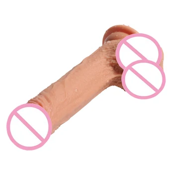 HOWOSEX Dublu Stratificat mare 18cm Vibrator Realist Dublu strat Lichid de Silicon moale Penis cu ventuza pentru Femei adulte jucărie sexuală