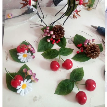 HUADODO 100buc Berry cap de Floare Artificială de Fructe Scrapbooking DIY Petrecere de Nunta Decor de Crăciun (1buc=9 cap)
