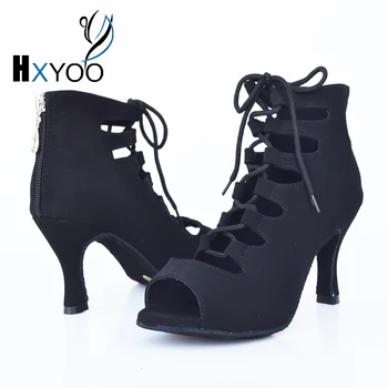 HXYOO Femei Profesionale Tango Flanel Pantofi de Dans Albastru Negru Cut-Out Doamnelor Salsa Dans Roșu Purpuriu Pantofi WK038