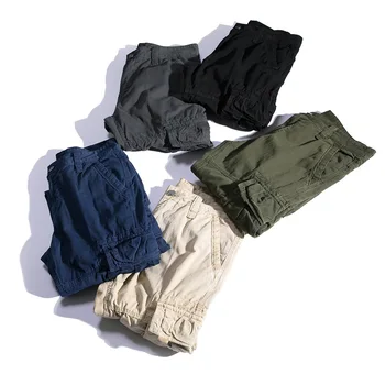 ICPANS Pantaloni de Bumbac Plin Lungime Pantaloni de Marfă Kaki Bărbați Negru Militare din Buzunare Pantaloni Casual pentru Bărbați de Mari Dimensiuni Pantaloni Barbati Pantaloni