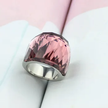 Inalta calitate, Bijuterii din oțel inoxidabil cristal inel de clar transparent vin rosu cristal pentru femei Nobile Inel din argint de culoare