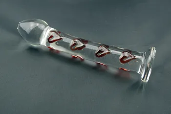 Inima rosie mare Pyrex penis vibrator de sticlă mare de cristal, sex anal jucarii