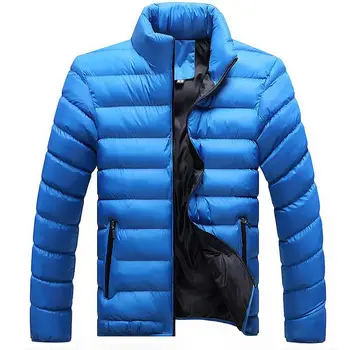 Jachete de iarnă Mens 2018 Nou Elegant Slim Fitness Matlasat cu Maneca Lunga din Bumbac Căptușit Solid Gros Parka XXXL