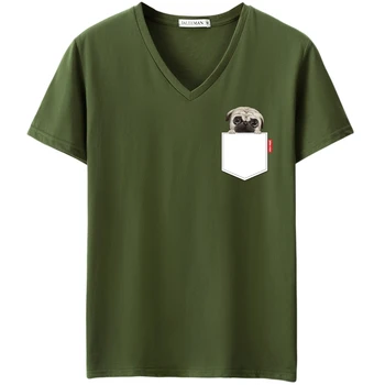 JALEEMAN vara T-shirt nou 2018 V Gatului Maneca Scurta din Bumbac imprimare Animale tricou Barbati Tricouri Homme Camisetas Hombre s-5xl
