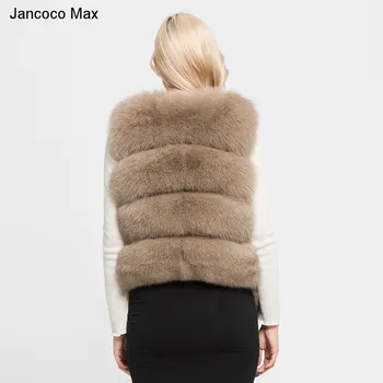 Jancoco Max 12 Culori de Top Moale Gros Real Blană de Vulpe Vesta 4 Rânduri de Iarna pentru Femei de Moda Autentic Blana Vesta Gilet 2018 Noi S7164