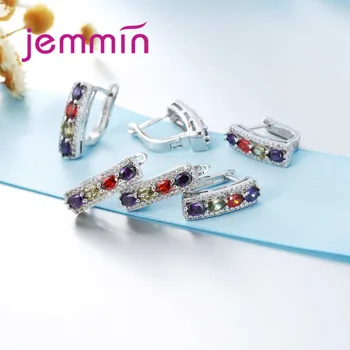Jemmin Formă Neregulată Elegant Hoop Cercei pentru Femei Argint 925 Cristal Colorate Pietre Cercei Amendă de Calitate
