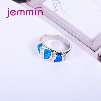 Jemmin Lacrimi Model Argint 925 Inele Pentru Femei De Mireasa Bijuterie Cu Stras Albastru Opal Inel Cadou Bijuterii Fine