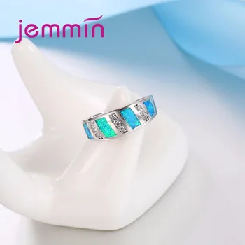 Jemmin Vânzare Fierbinte 925 de Bijuterii de Argint pentru Bărbați/Femei de Moda Inel de Bandă Largă Foc Albastru Opal Inel de Nunta pentru Par