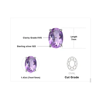 JewelryPalace Oval 1.4 ct Violet Ametist Piatra Cercei Stud Pur 925 de Bijuterii de Argint Partid Clasic Cercel