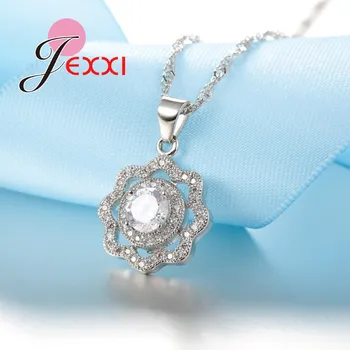 JEXXI Brand de Moda de Nunta Nupțial Bijuterii Set Pentru Femei Argint 925 CZ Pandantiv Coliere Cercei Seturi de Bijuterii