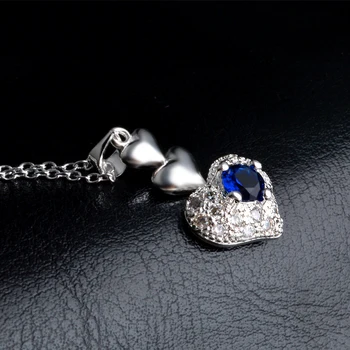 JEXXI Frumoase de Dragoste Inima Cu Design Lucios Albastru Zircon Cubic 925 Sterling de Argint Colier Pentru Femei/Fete